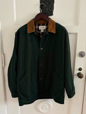 Vintage 90s J. Crew Hunter Green Plain Lined Barn Chore Coat | Mens Size Medium
